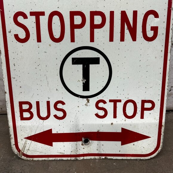 Boston T Bus Stop Tow Away Zone Sign - Picture 4 of 7